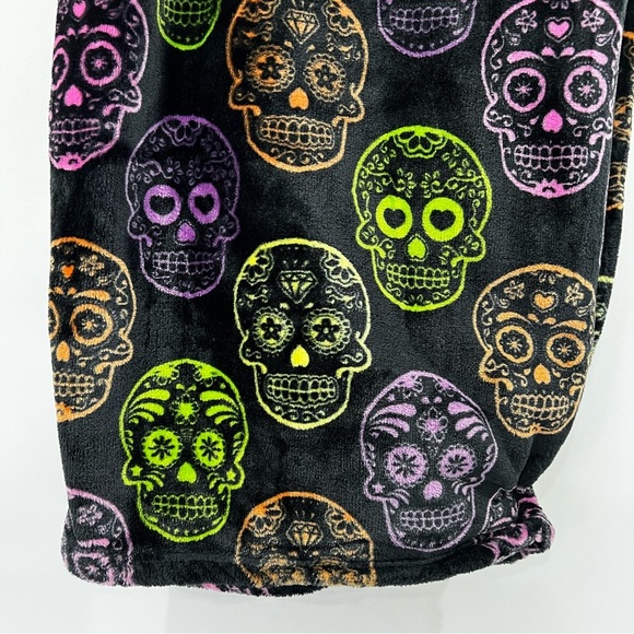Dia De Los Muertos Oversized Plush Throw Blanket 60"X70" Black Multicolor Skull - Picture 5 of 11